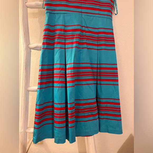 Talbots Red/Blue Striped Fit Flare Dress - Picture 6 of 10